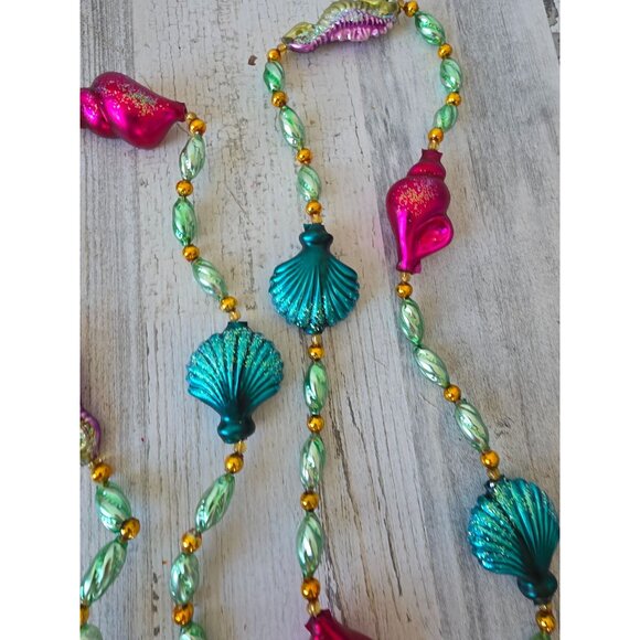 Vintage radko seafoam seahorse Garland shell green glitter Xmas tree - Picture 5 of 10